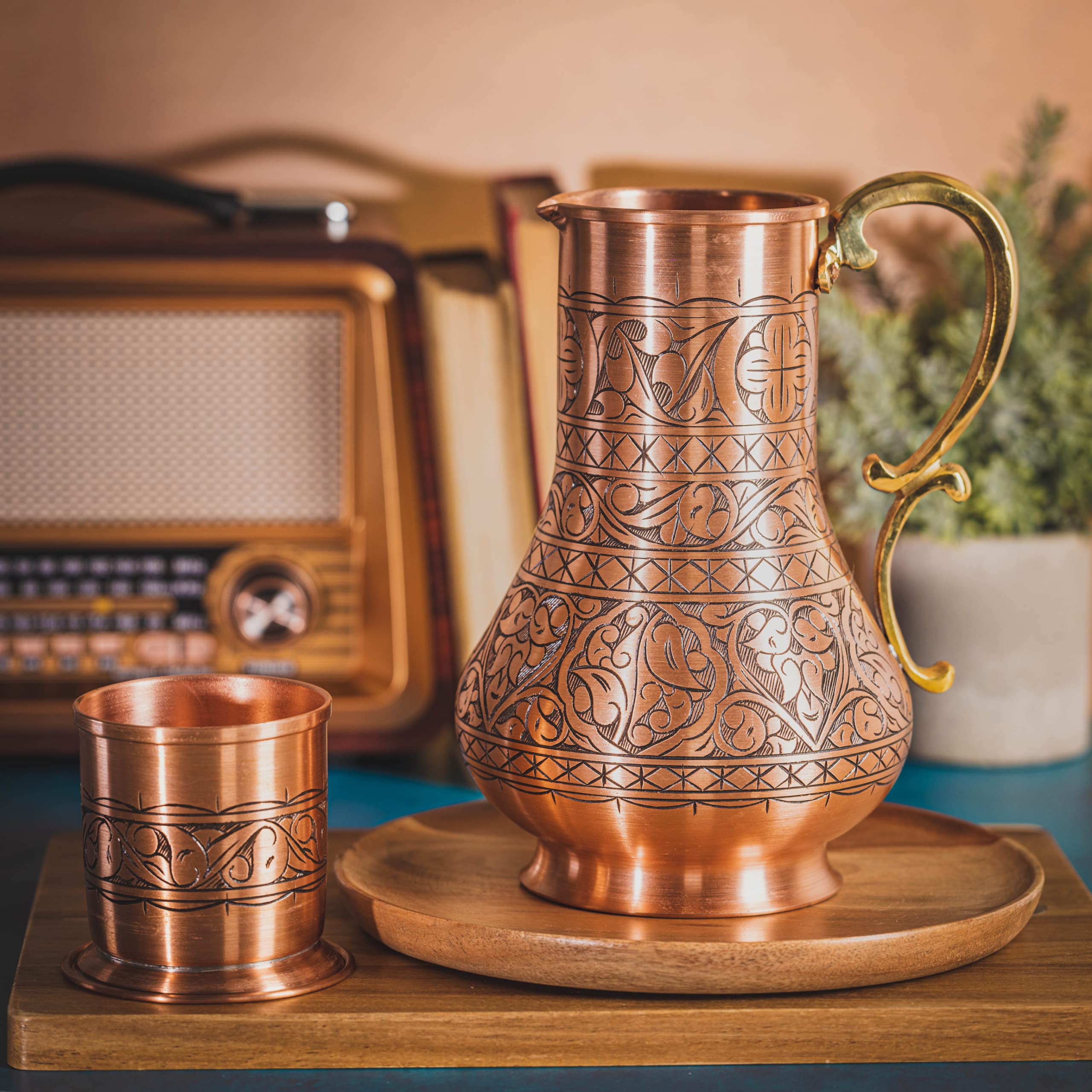 Amazon.com: KS Series - Copper Pitcher (45 oz) and Cup (7.7 oz
